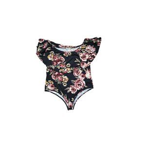Marci Women's Black Red and Yellow Floral Bodysuit - Size 2X